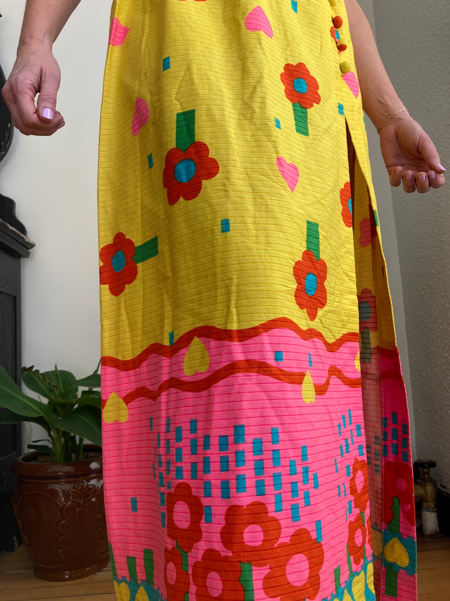 malia yellow and pink floral maxi dress